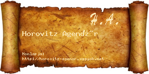 Horovitz Agenór névjegykártya